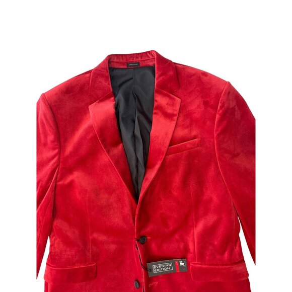 Jf J.Ferrar Red Slim Fit Evening Edition Velvet Mens Blazer Jacket 42L - Picture 4 of 6